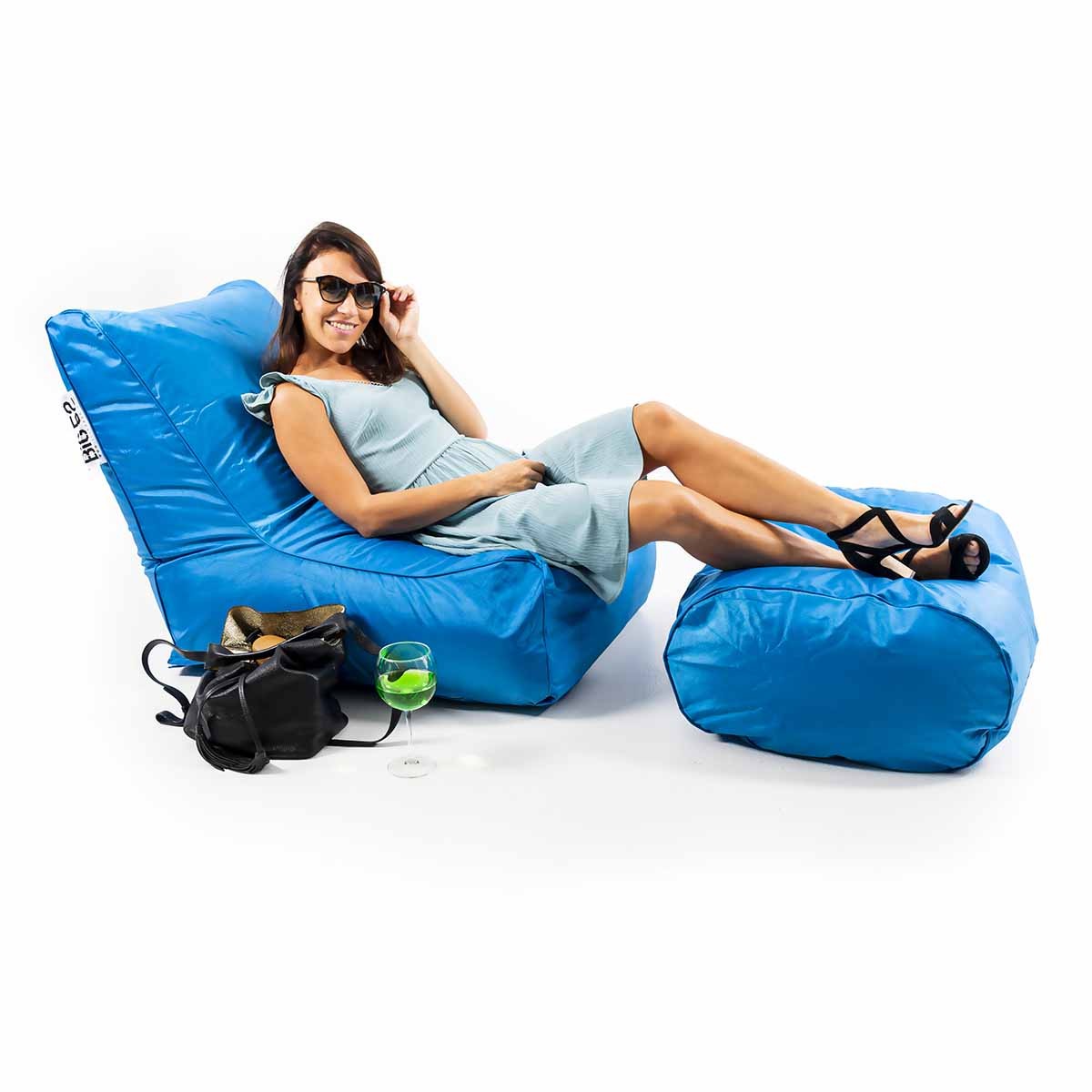 Außen-Pouf-Sessel Blau Türkis