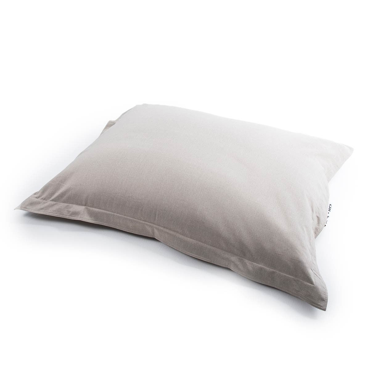 Empty Beige Linen Pouf Cover