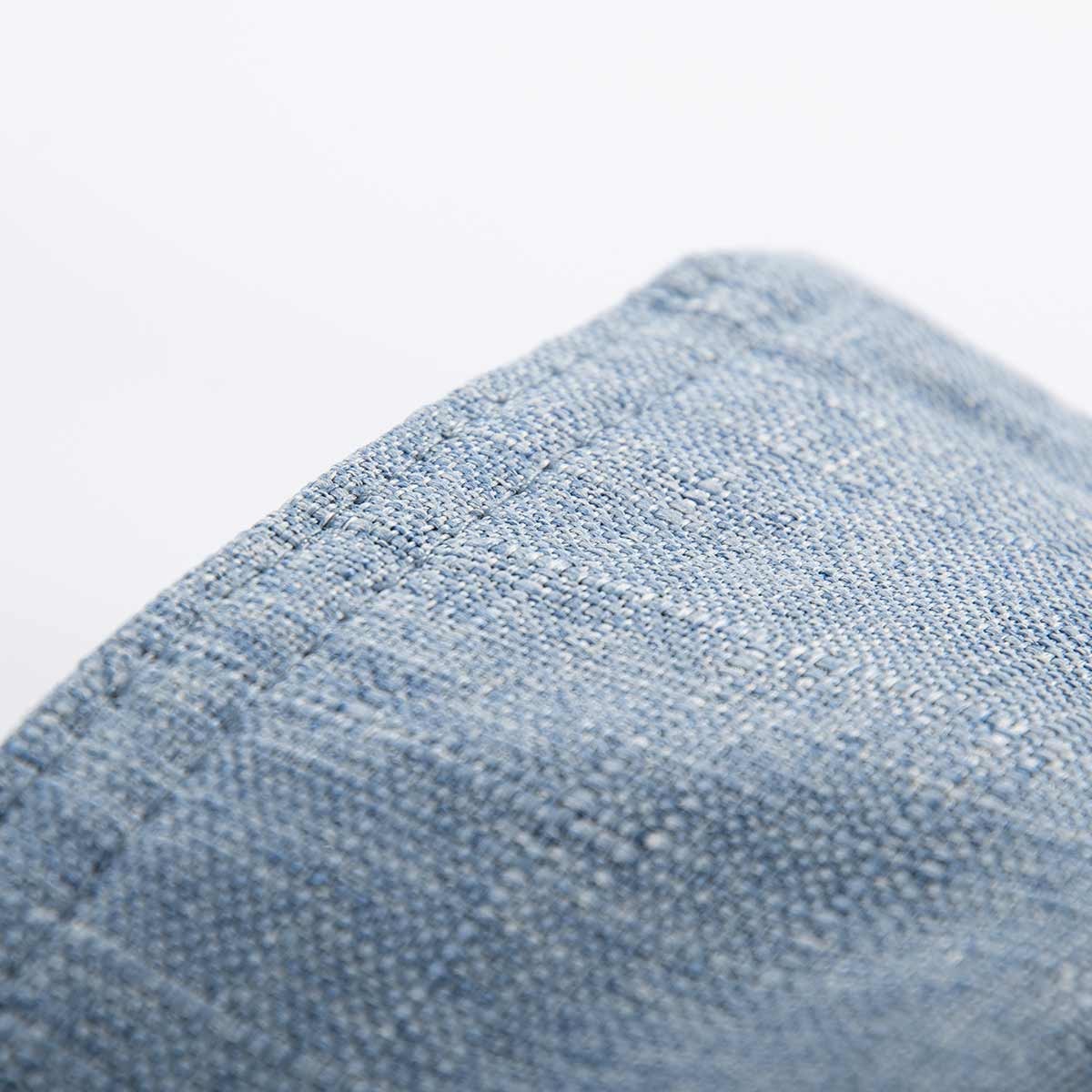 Empty Pouf Cover Blue Metal Linen