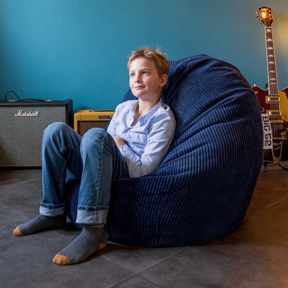 Cord Samt Sitzsack Marineblau