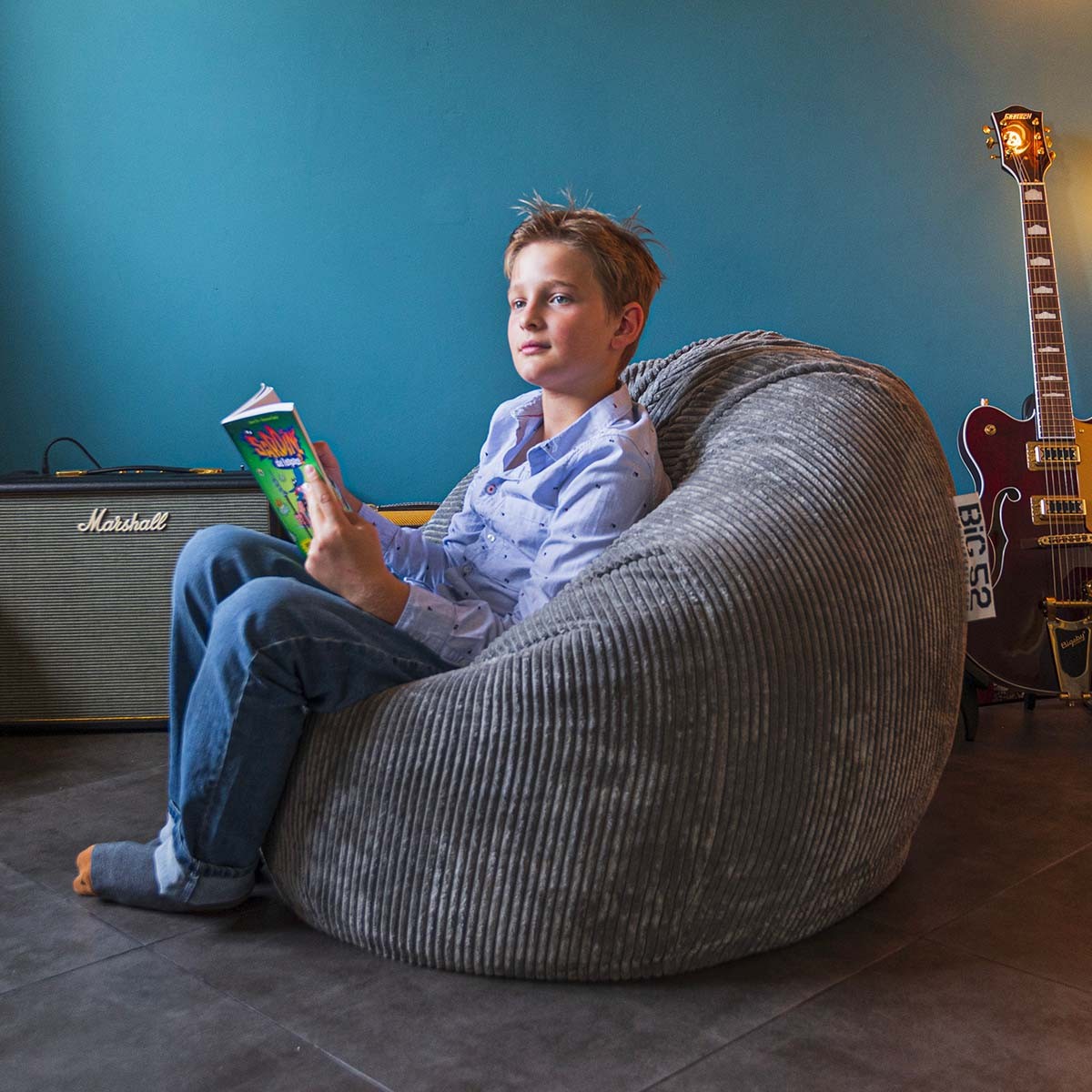 Empty Velvet Corduroy Gray Bean Bag Cover