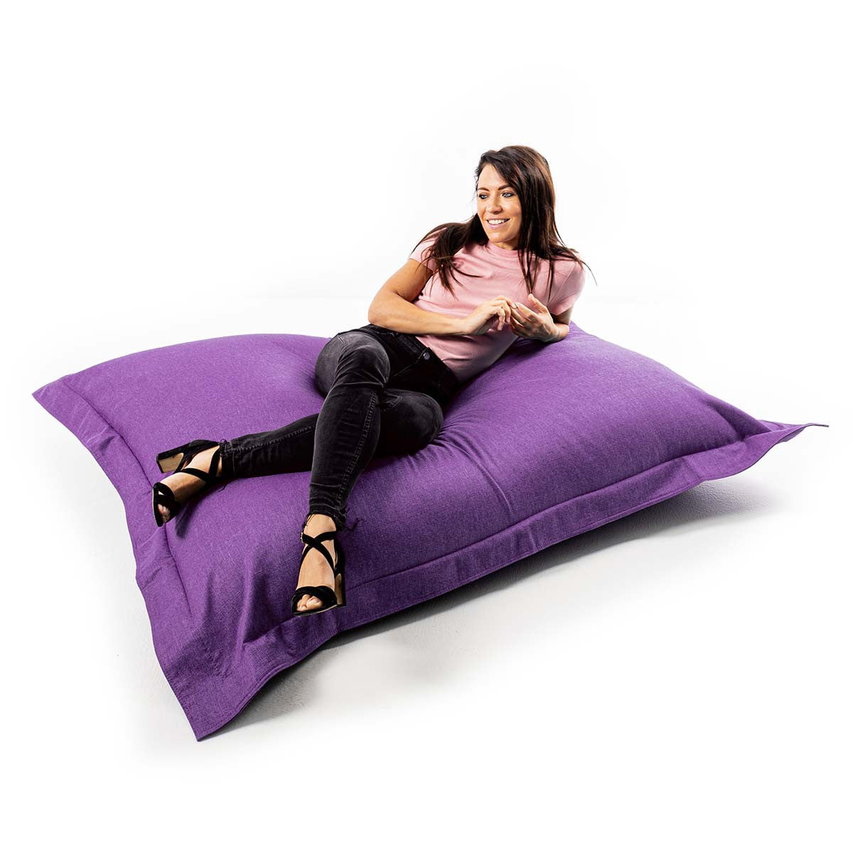 Pouf Leinen Blau Violett