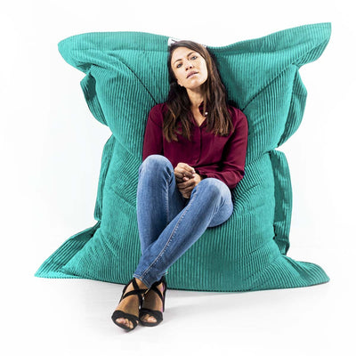 Samt Cord Pouf Türkis