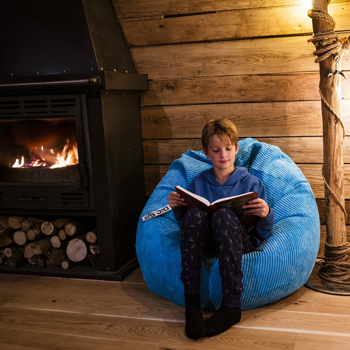 Empty Velvet Corduroy Sky Blue Bean Bag Cover