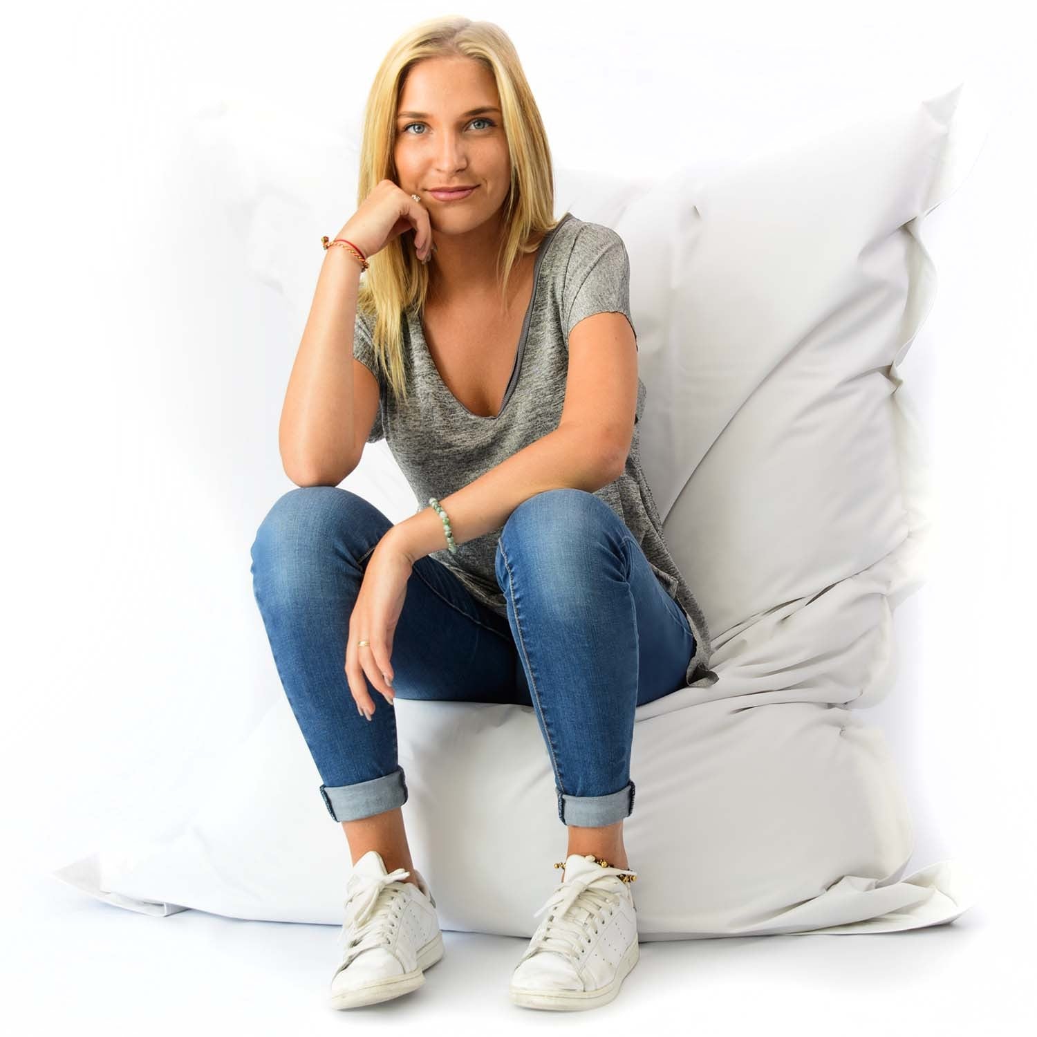 Riesiger XL Pouf Weiß