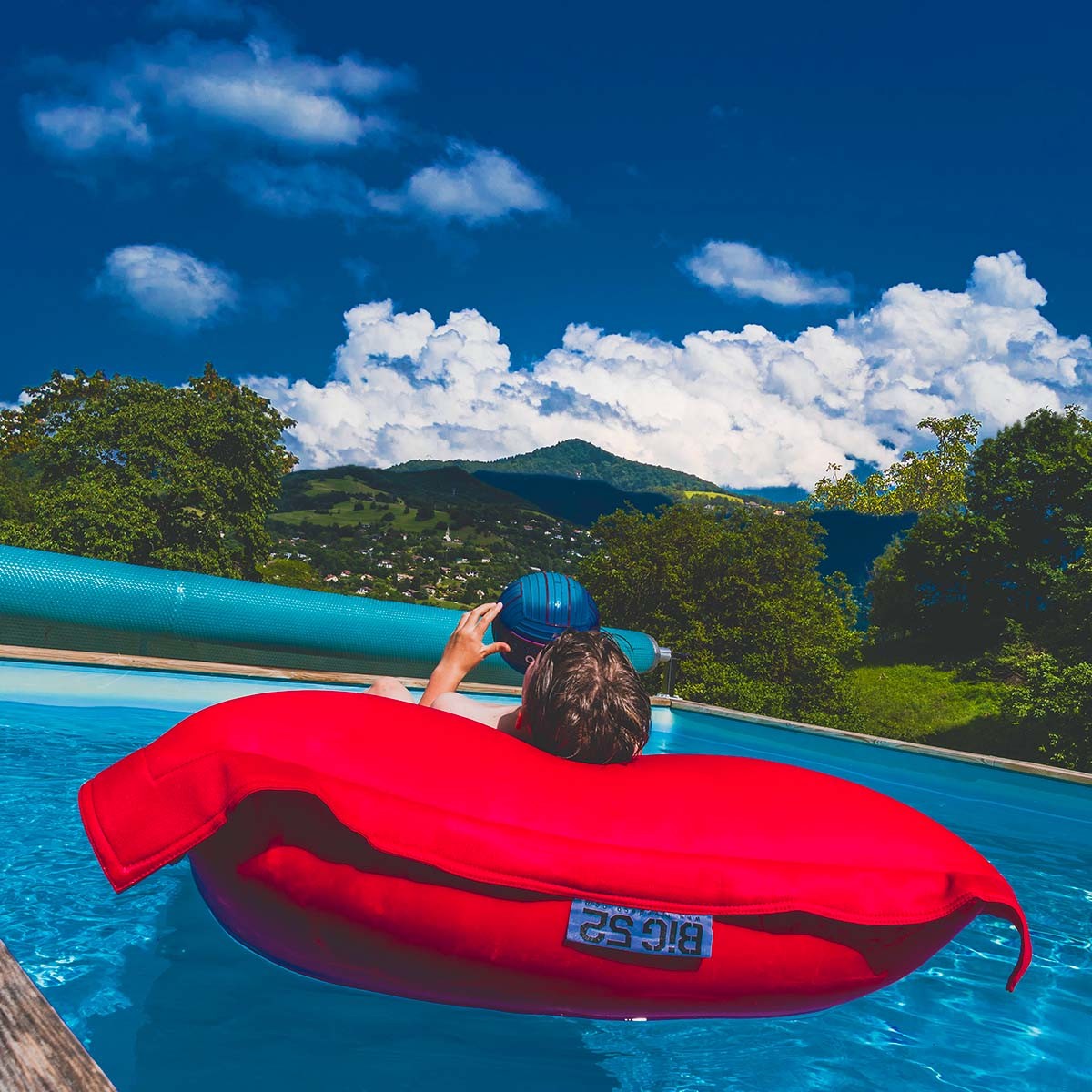 Copertura pouf piscina rettangolare vuota Rosso