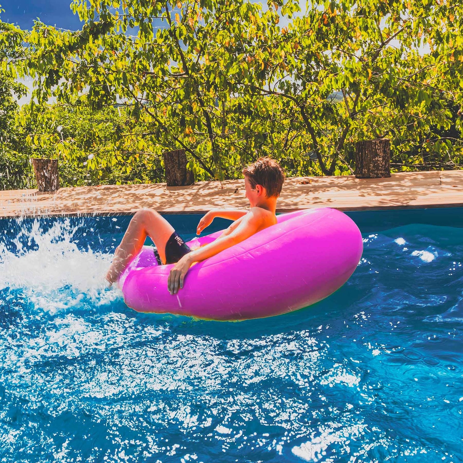 Runder Pool-Pouf Rosa