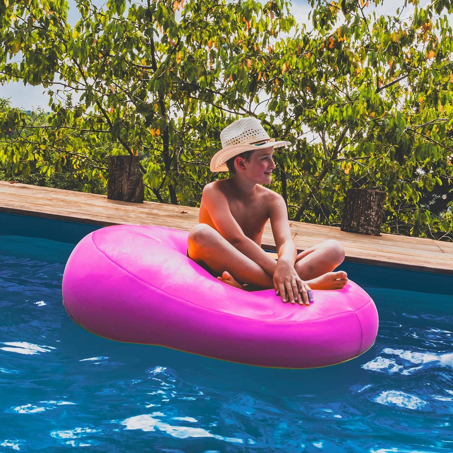 Runder Pool-Pouf Rosa