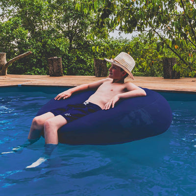 Runder Pool-Pouf Blau