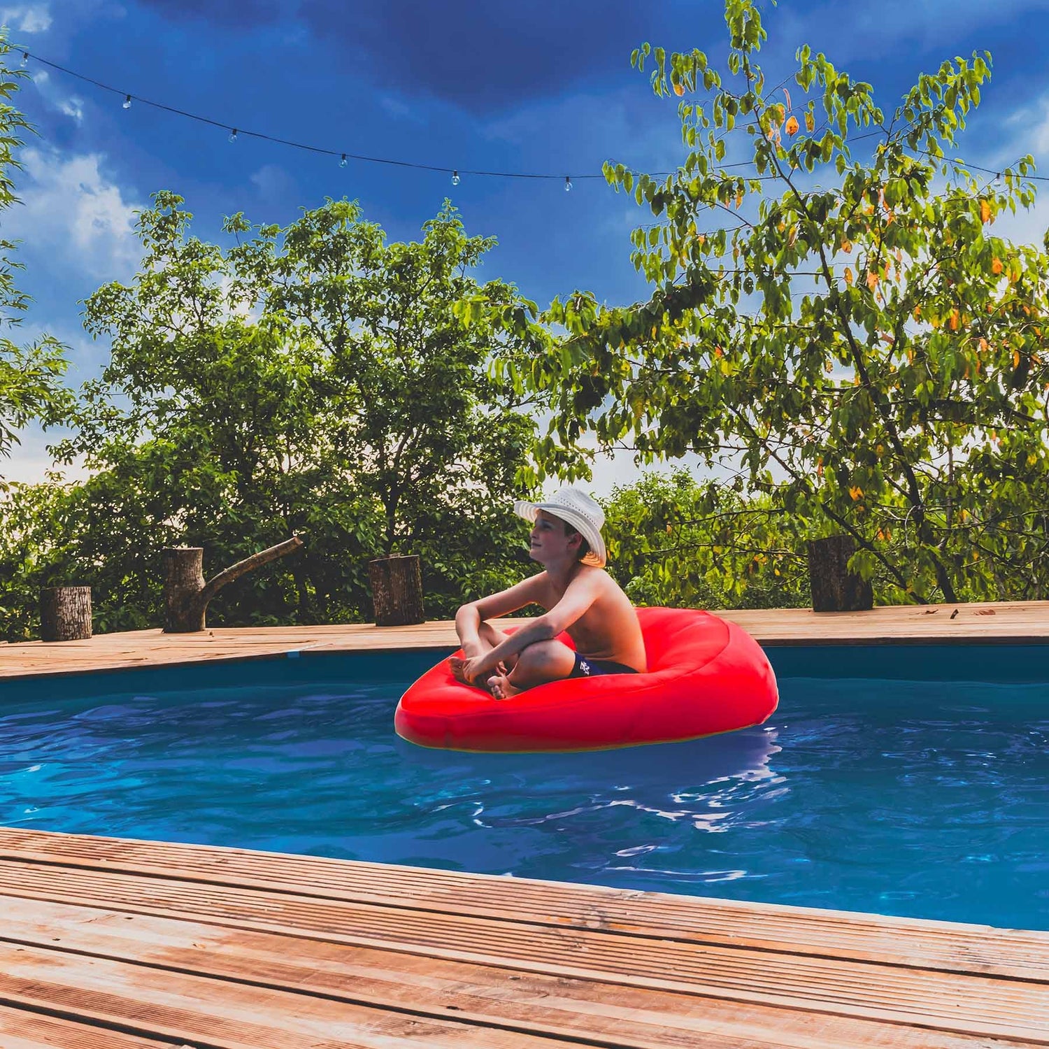 Runder Poolhocker Rot