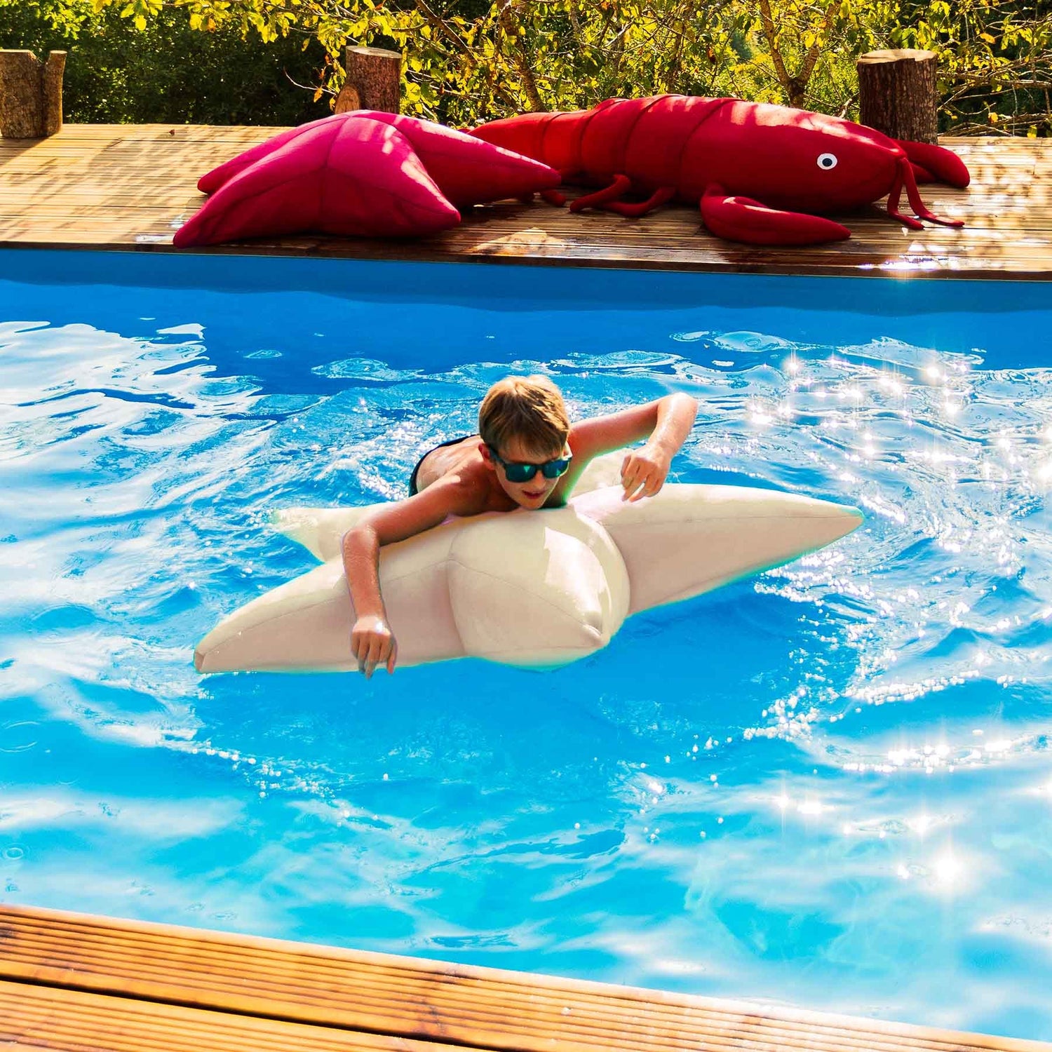 Poolpouf, beige Seestern