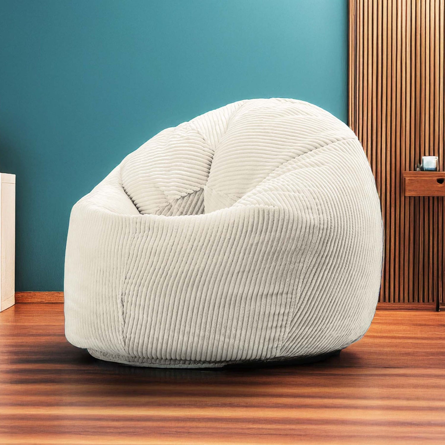 Samt Cord Beiger Sitzsack Pouf