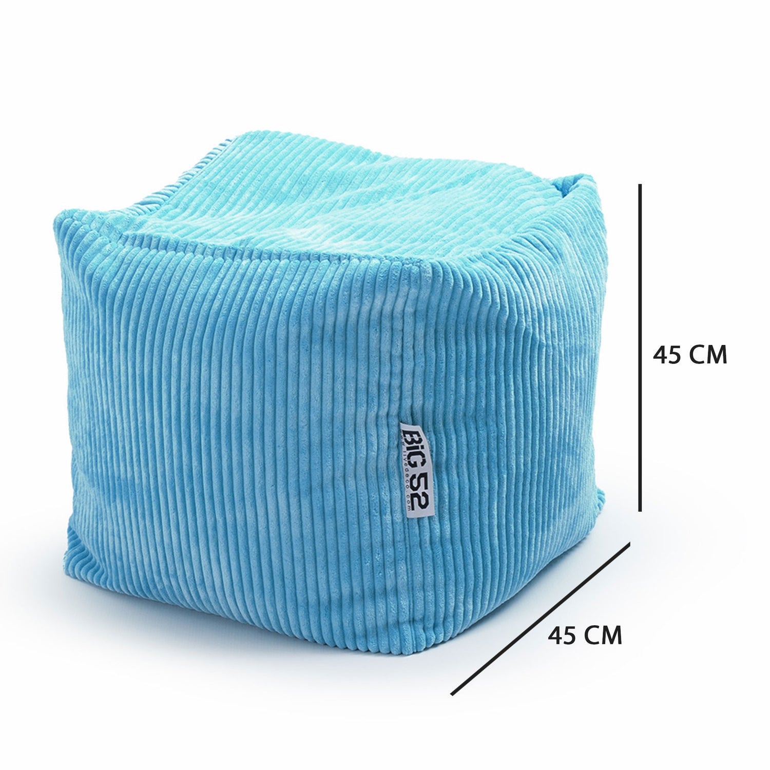 Samt Cord Pouf Würfel Himmelblau