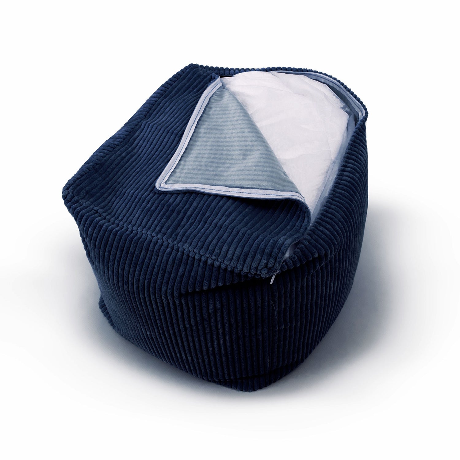 Samt Cord Pouf Würfel Marineblau