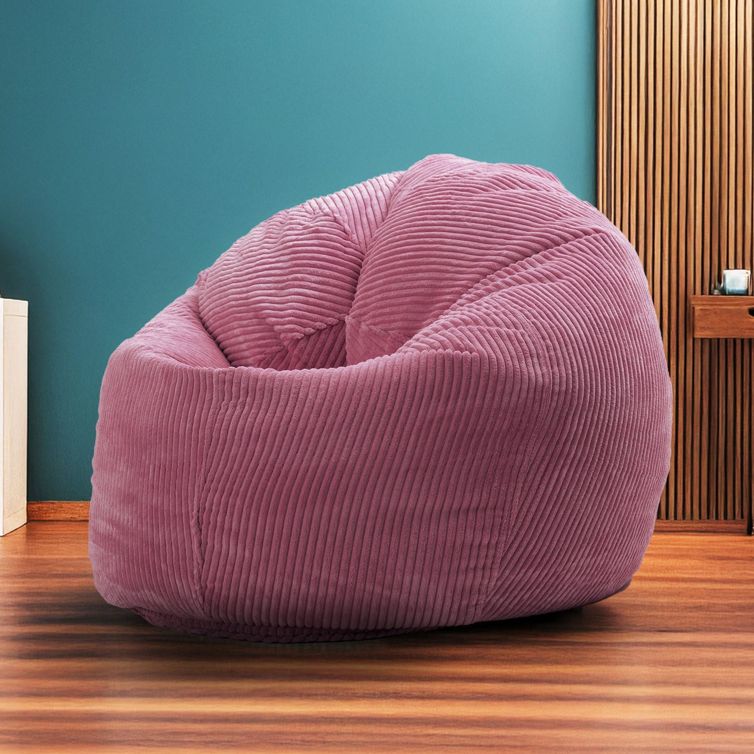 Samt Cord Pouf Rose
