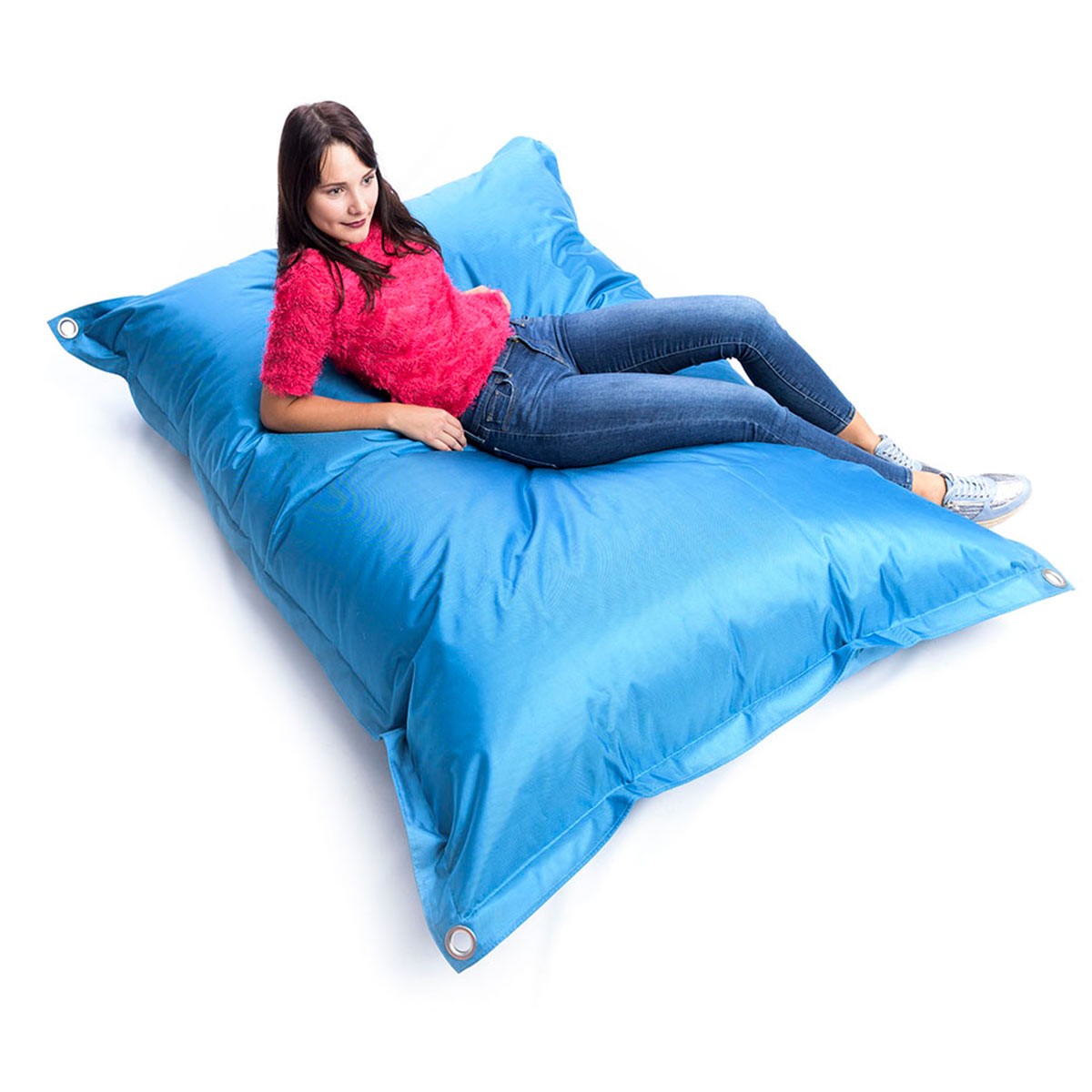 Außenpouf Blau Türkis IRON RAW