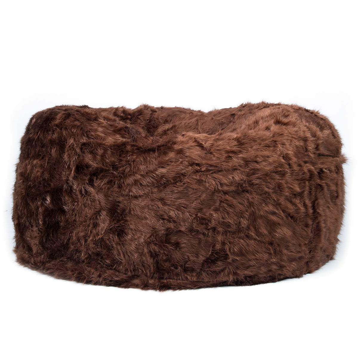 Giant Round XXL Brown Fur Pouf