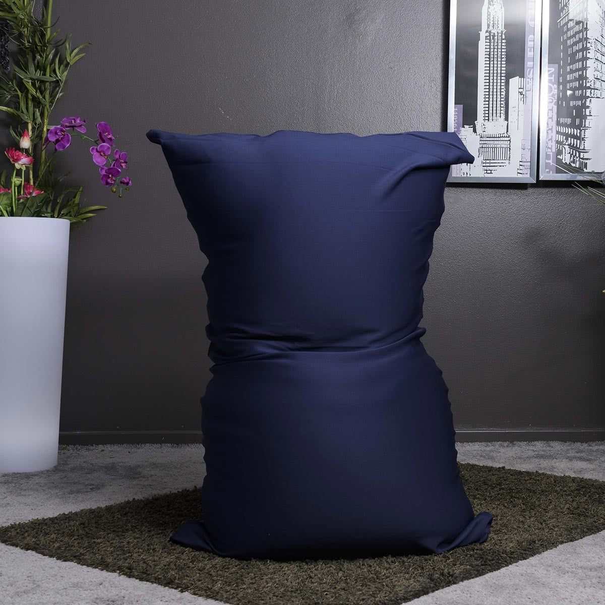 Stretch-Pouf Marineblau