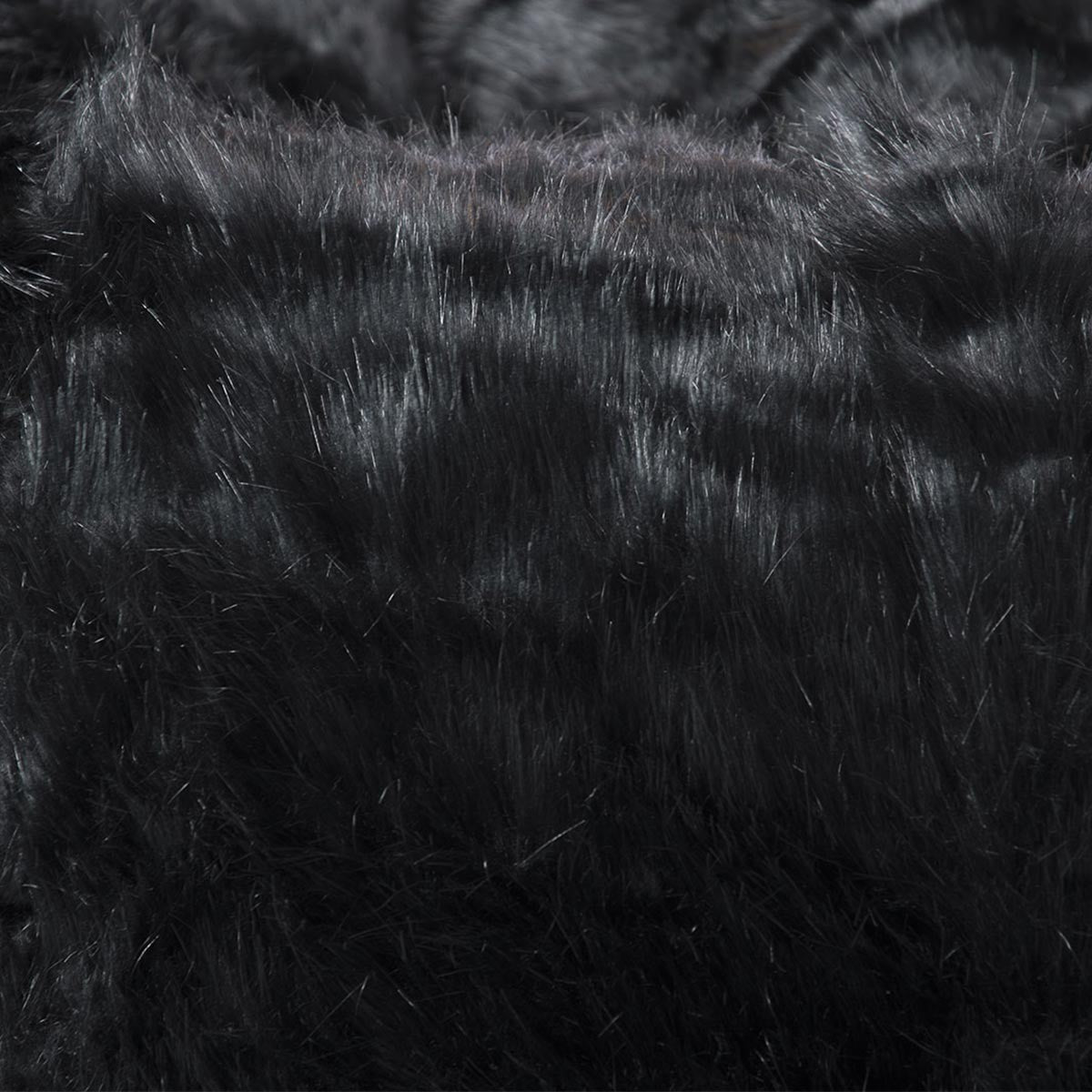 XL Round Armchair Pouf Long Hair Fur Black