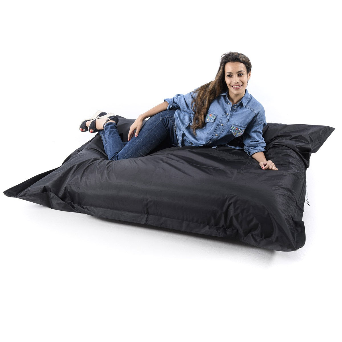 Hülle Leerer Pouf XXL Schwarz KLASSISCH