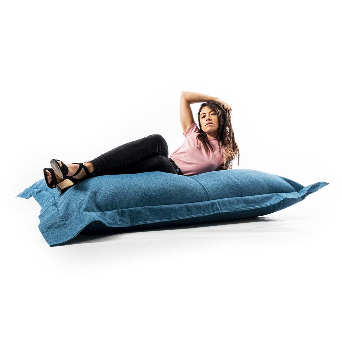 Pouf Leinen Blau Ente