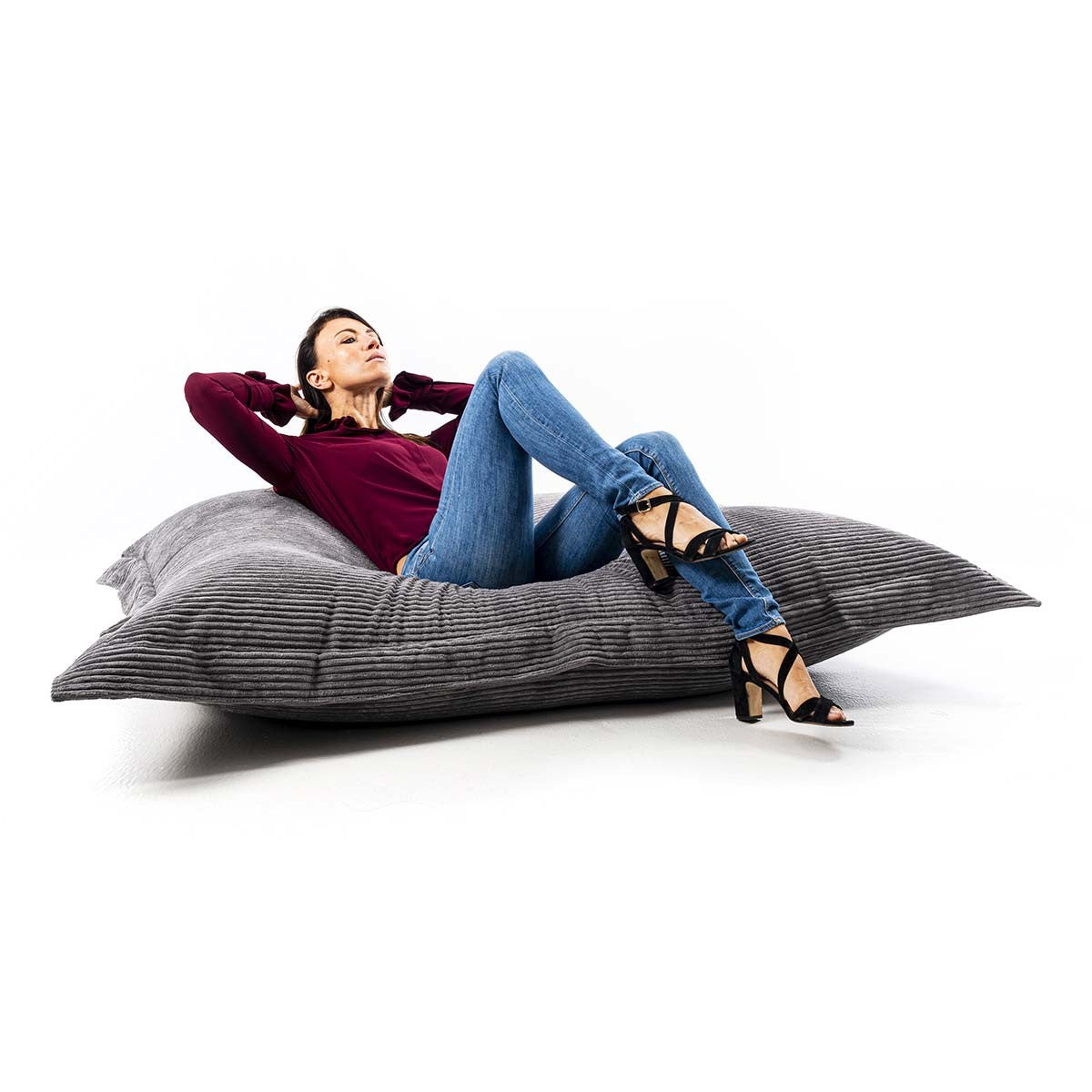 Cord Samt Hocker Grau