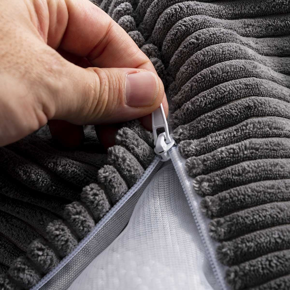 Cord Samt Hocker Grau