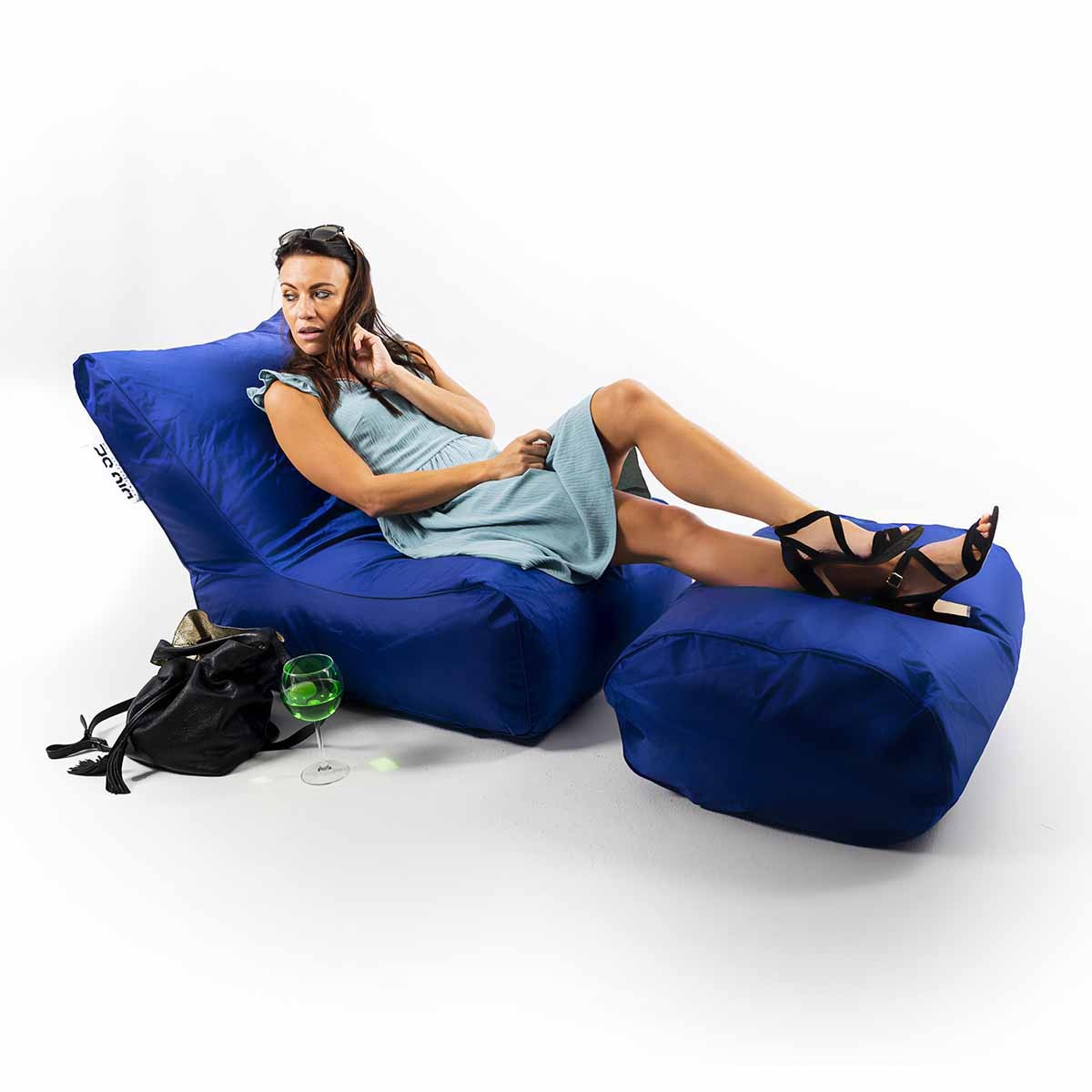 Outdoor Pouf Armchair Navy Blue