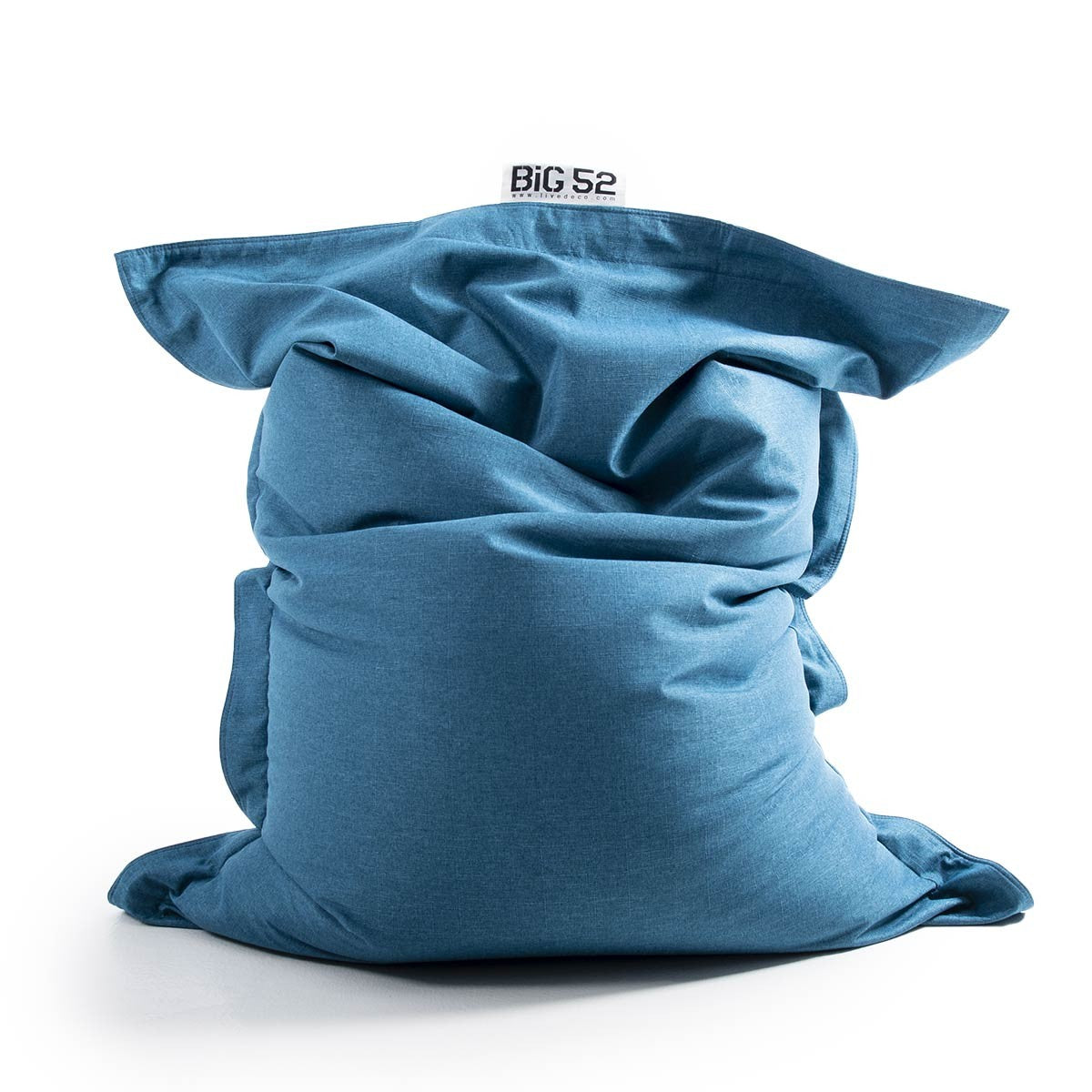 Empty Pouf Cover Duck Blue Linen