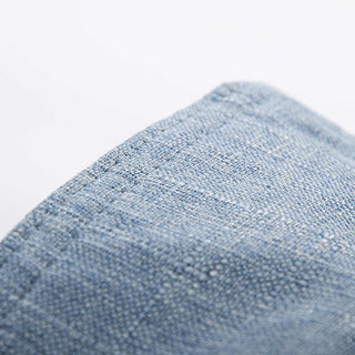 Empty Pouf Cover Blue Metal Linen