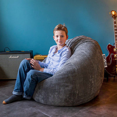 Samt Cordgrauer Sitzsack Pouf