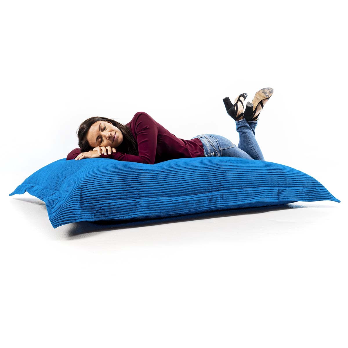 Cord-Samt-Pouf Himmelblau