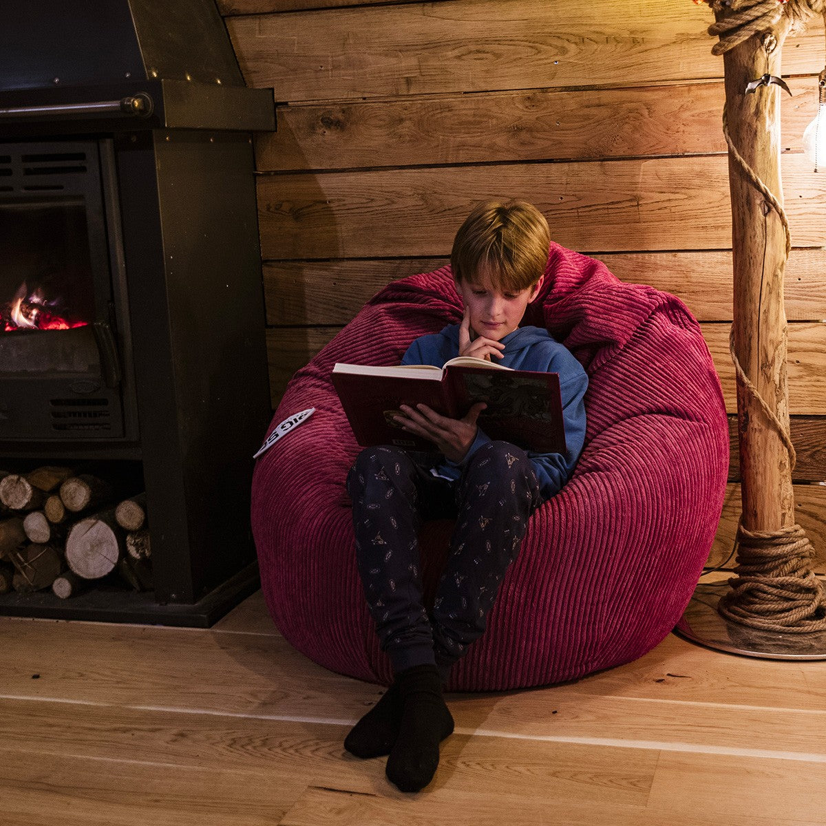 Empty Cover Velvet Corduroy Cherry Bean Bag Pouf