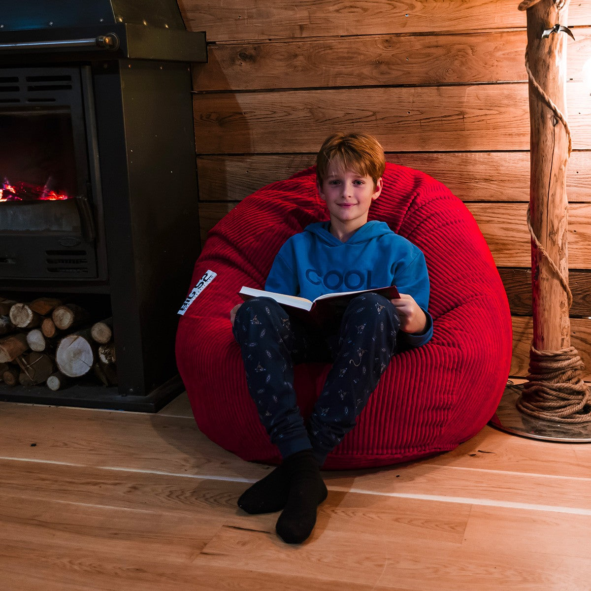 Empty Velvet Corduroy Red Bean Bag Cover