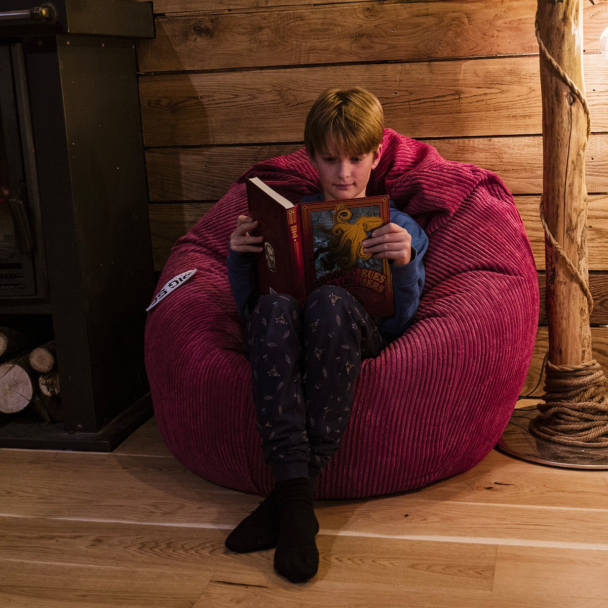 Samt Cord Kirsch Sitzsack Pouf