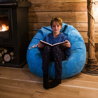 Samt Cordhocker Sitzsack Himmelblau