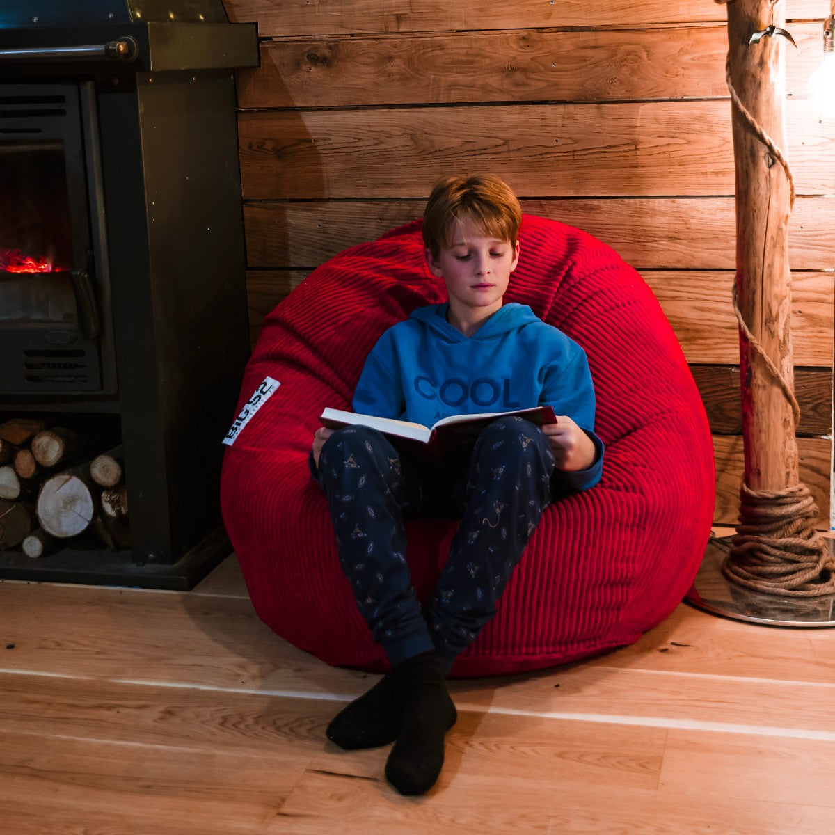 Samt Cord Pouf Sitzsack Rot