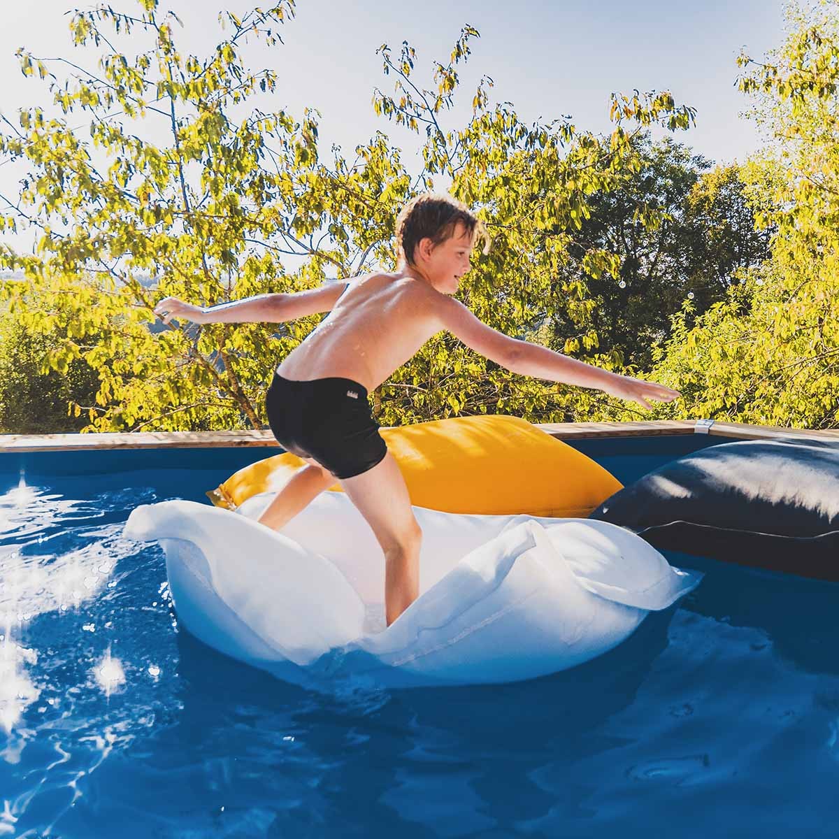 Hülle rechteckiger leerer Pool-Pouf Weiß