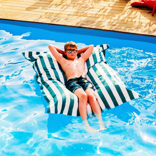 Gestreifter grüner Pool-Pouf Deauville