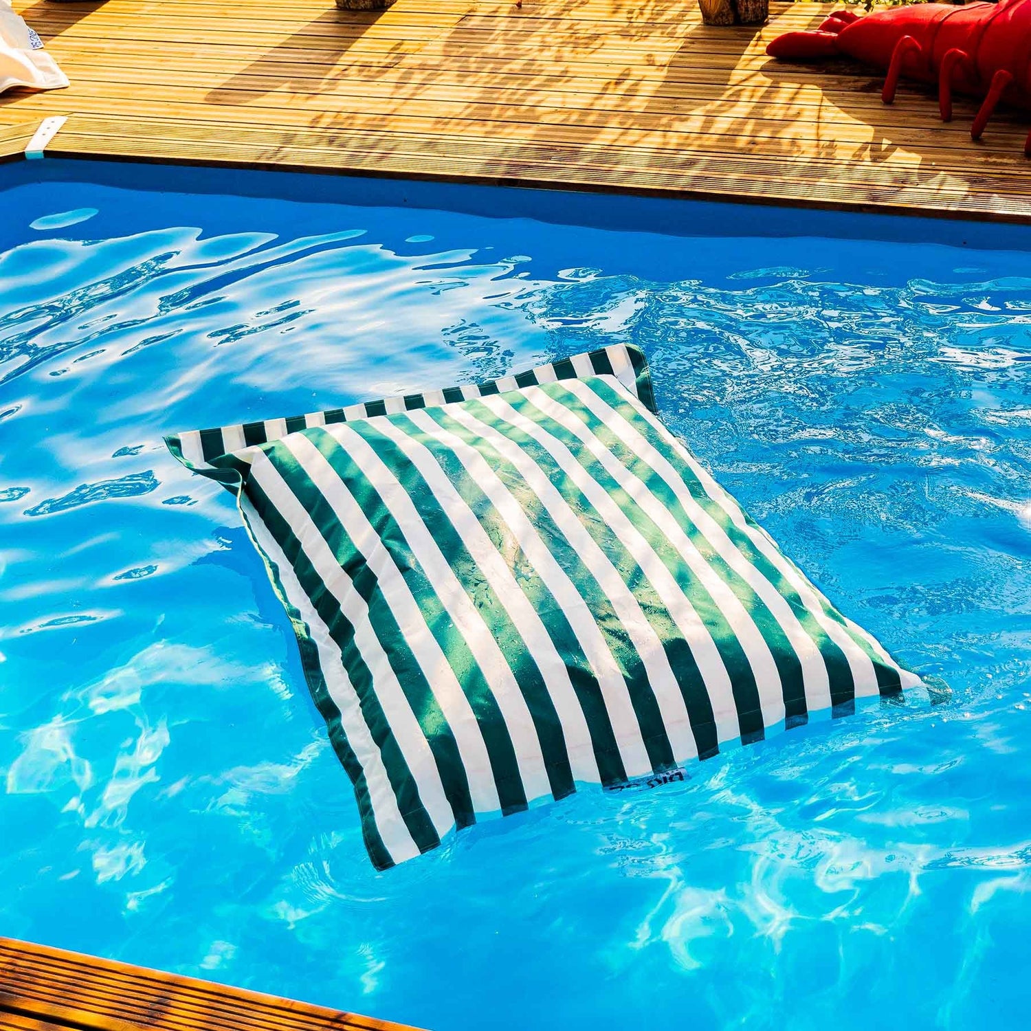 Gestreifter grüner Pool-Pouf Deauville