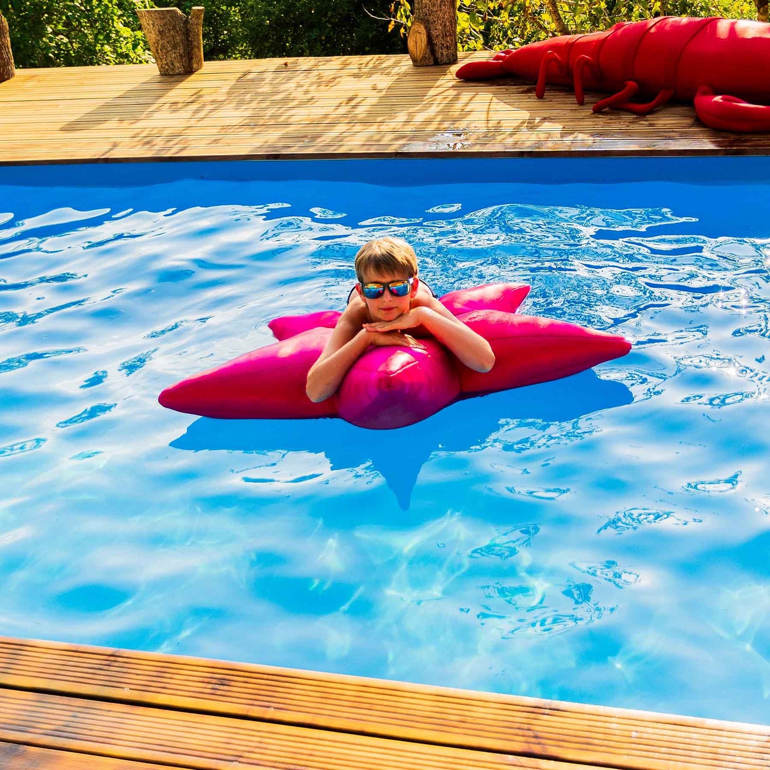 Poolpouf, rosa Seestern