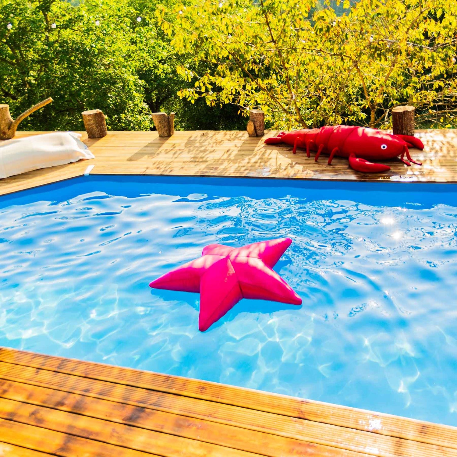 Poolpouf, rosa Seestern