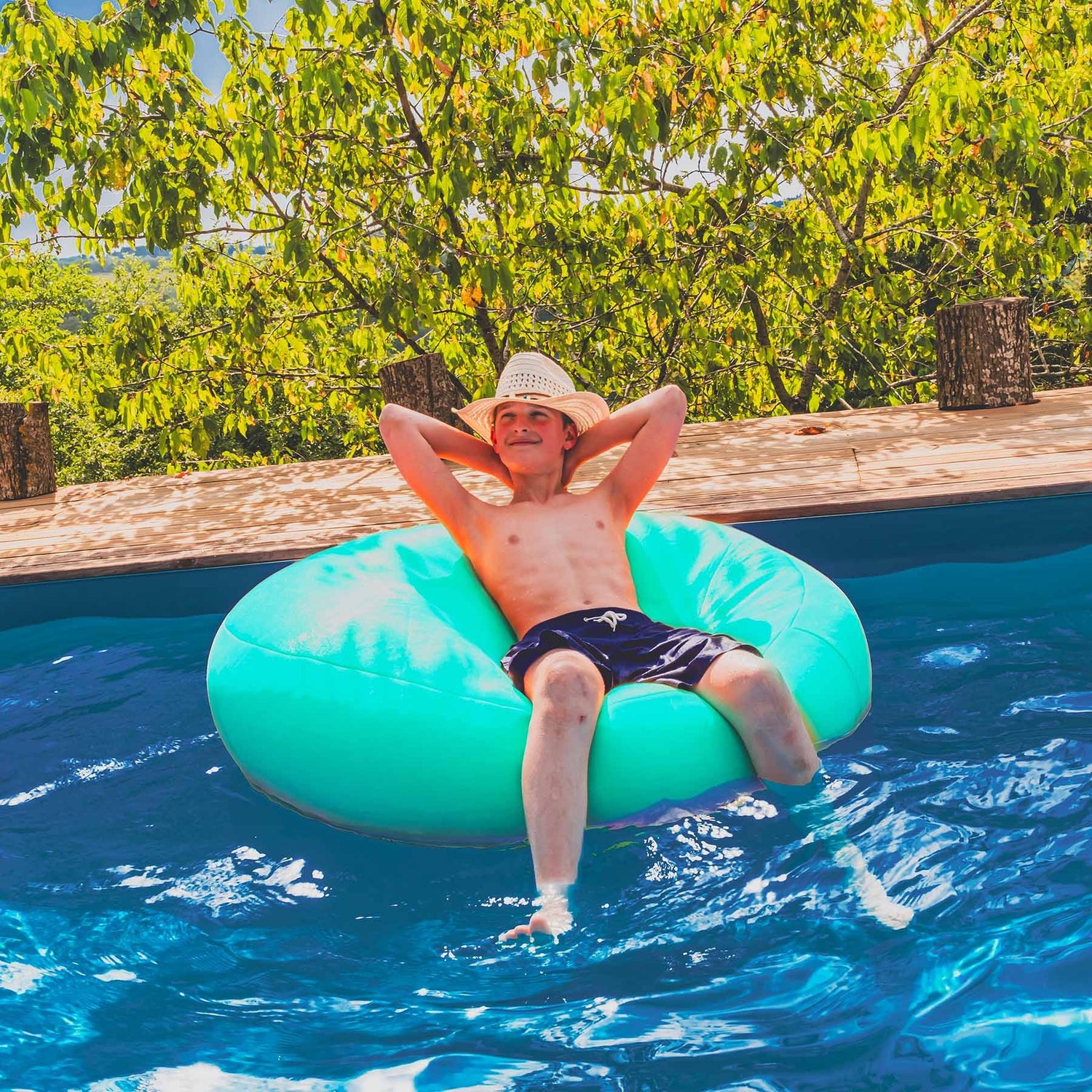 Runder Pool-Pouf Türkis