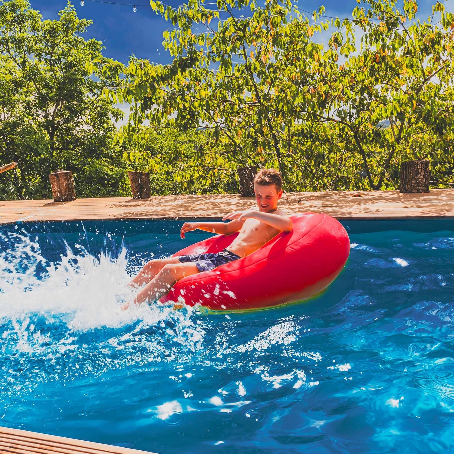 Runder Poolhocker Rot