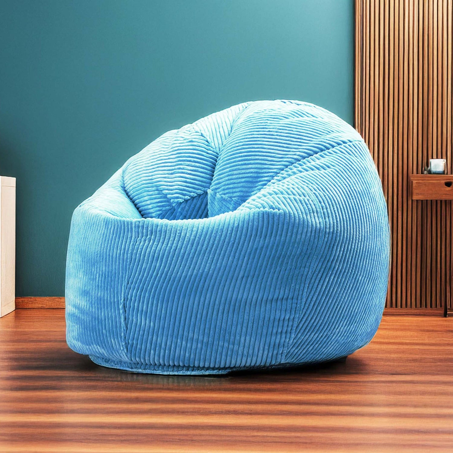 Samt Cordhocker Sitzsack Himmelblau