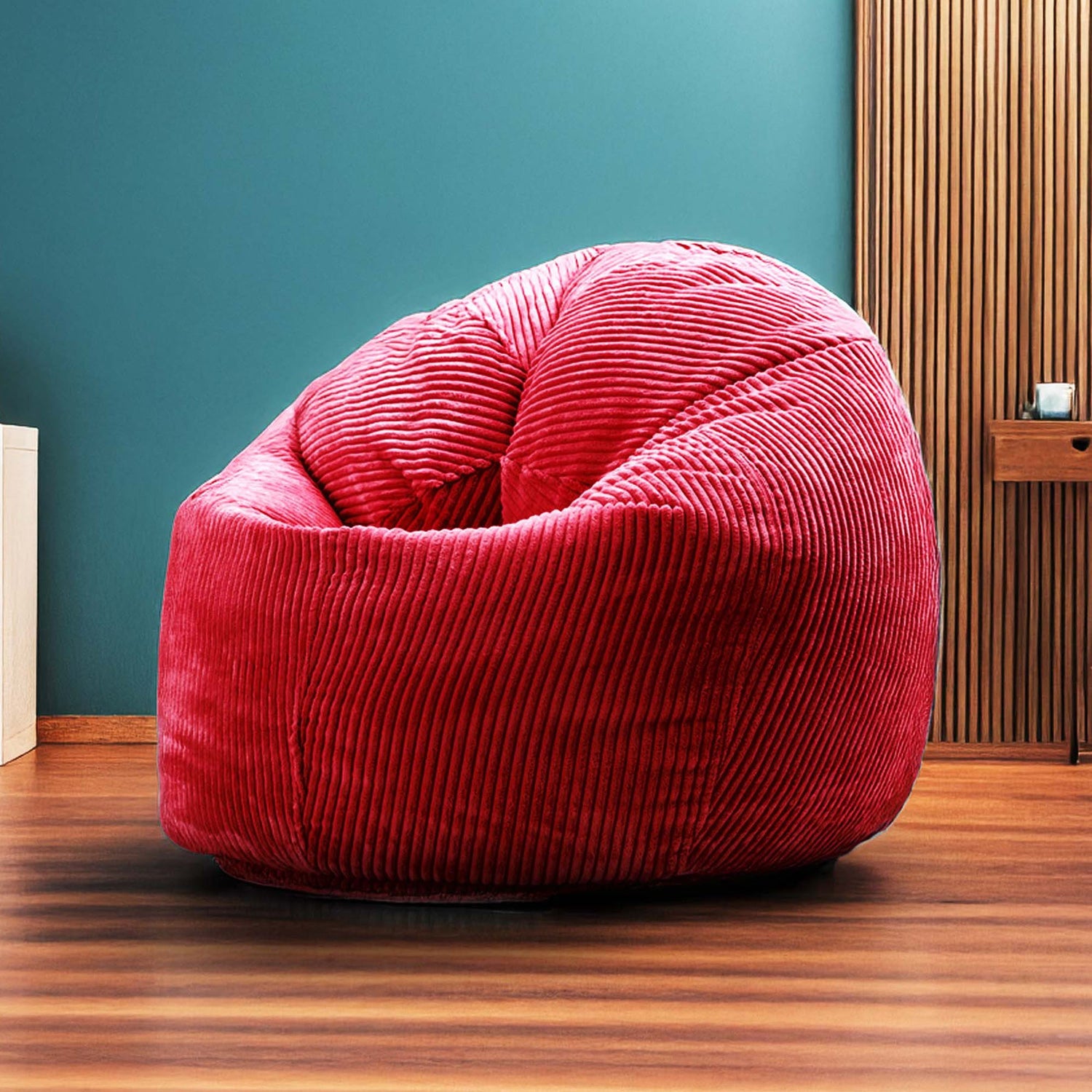 Samt Cord Pouf Sitzsack Rot