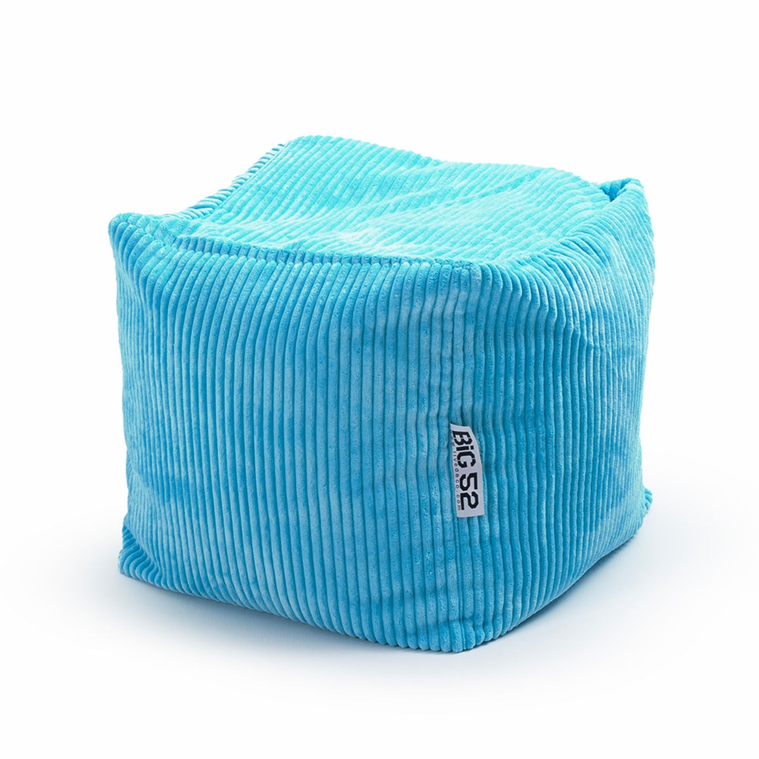 Samt Cord Pouf Würfel Himmelblau