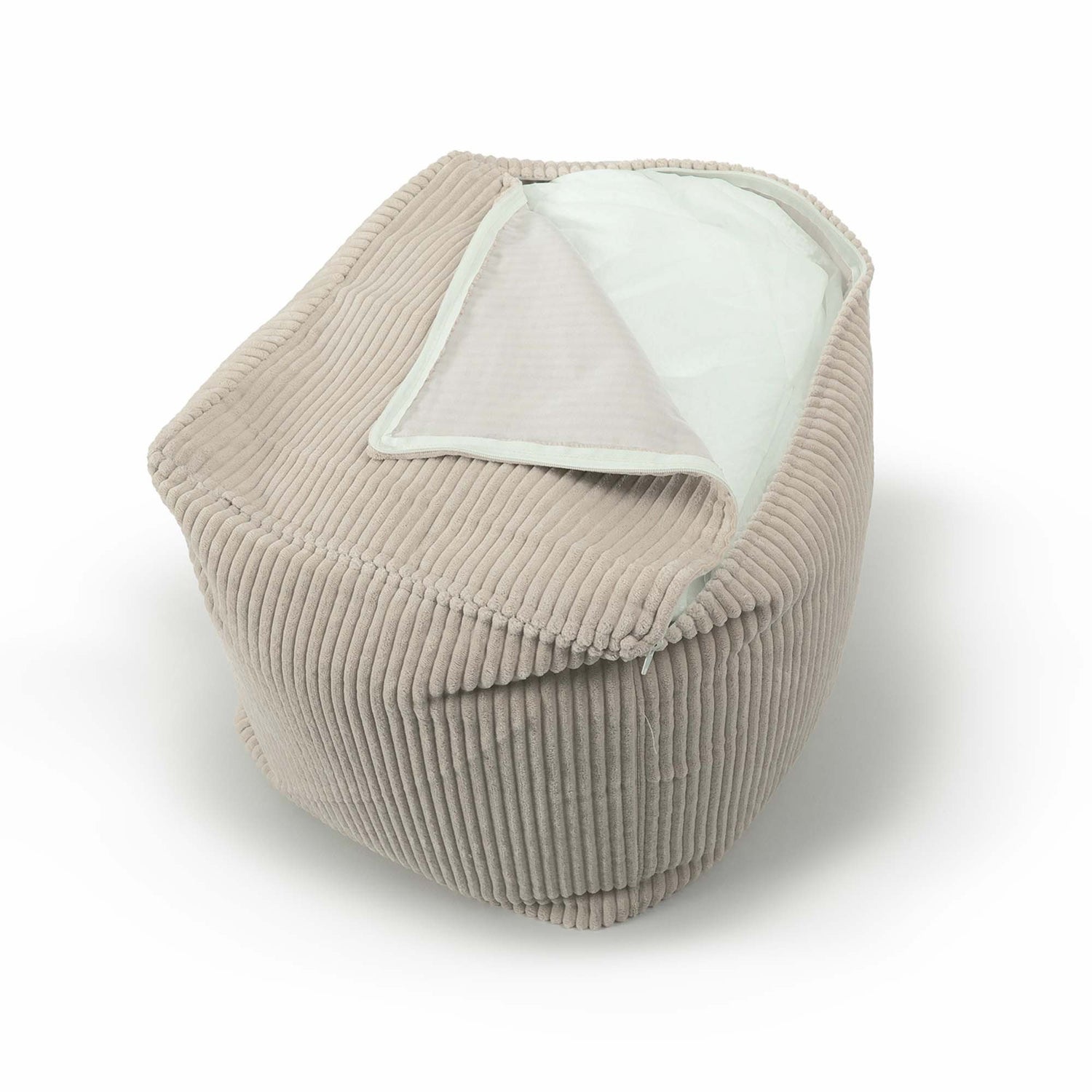 Samt Cord Pouf Würfel Beige