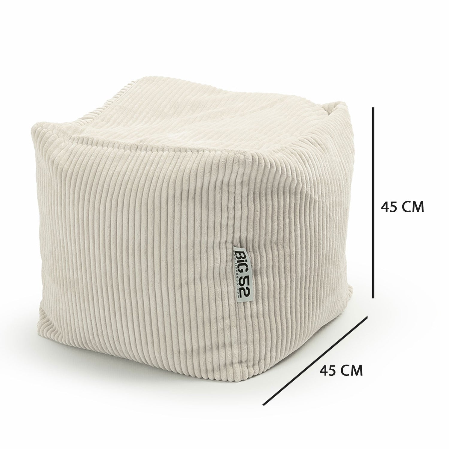 Samt Cord Pouf Würfel Beige