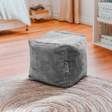 Samt Cord Pouf Würfel Grau